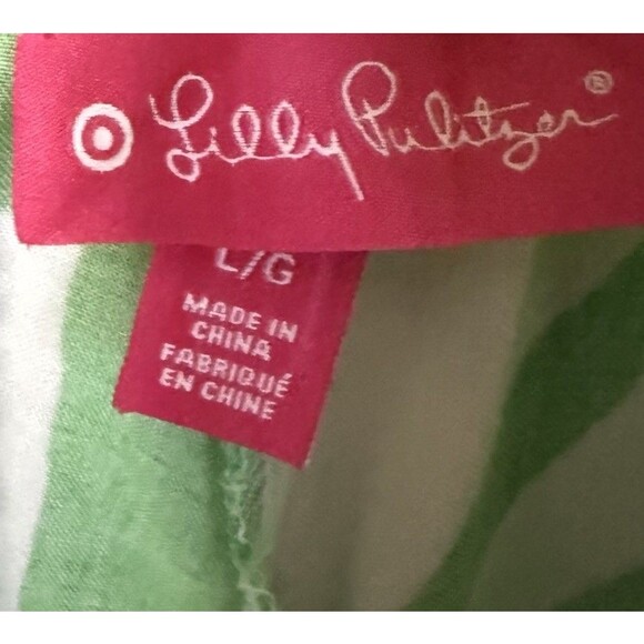 LILLY PULITZER TARGET Womens Pants L Green White Boom Boom Wide Leg Palazzo - Picture 2 of 8